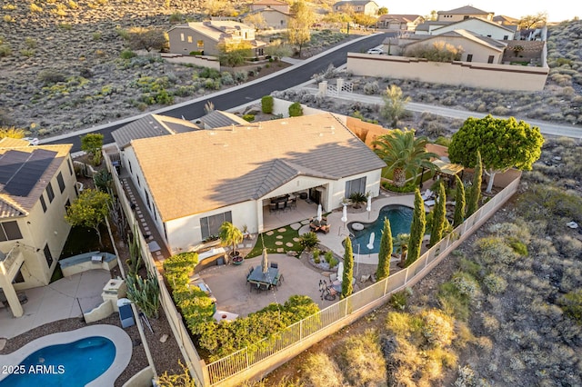drone / aerial view featuring a residential view
