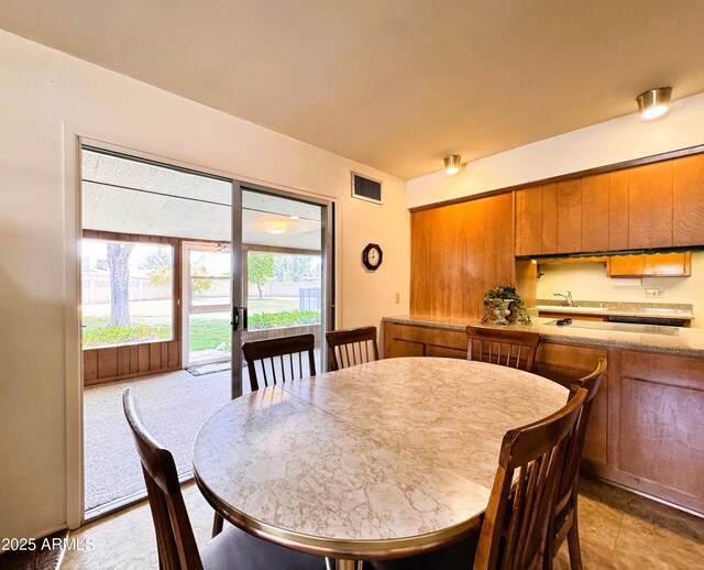 dining room with visible vents