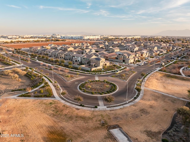 view of aerial view at dusk