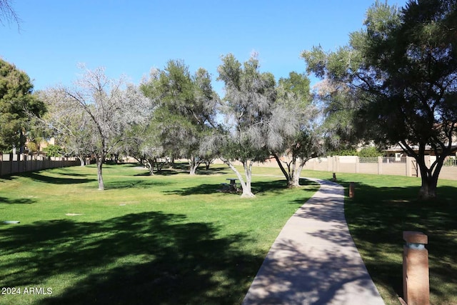 view of home's community with a yard