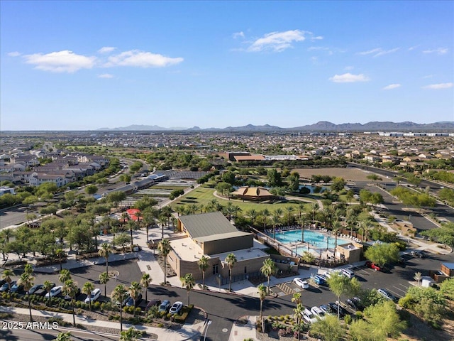 drone / aerial view with a mountain view