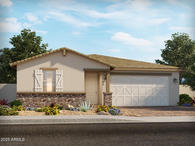 view of front of house with a garage