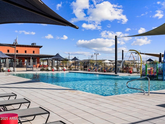 view of pool featuring a patio area