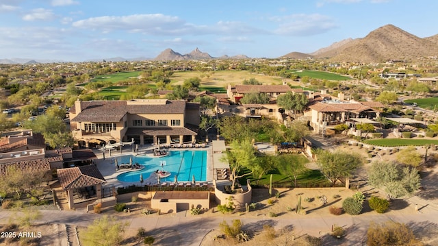 aerial view with a mountain view