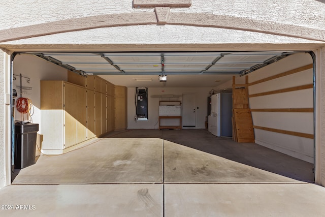 garage with a garage door opener