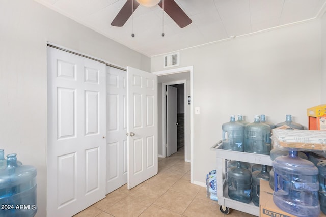 interior space featuring a closet and ceiling fan