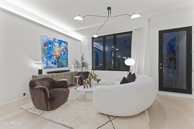 living area featuring wood finished floors