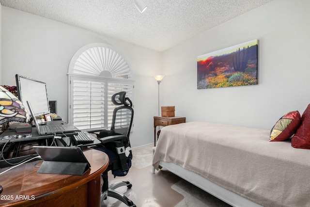 bedroom featuring a textured ceiling