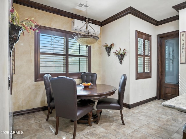 2822 E Constance Way, Phoenix, AZ 85042 - dining space with an AC wall unit, healthy amount of natural light, and crown molding