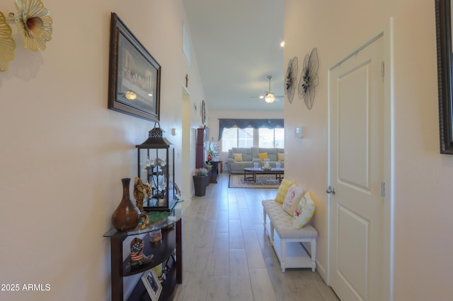 hall featuring light wood-style floors