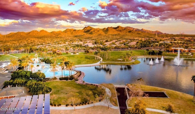 property view of water featuring a mountain view