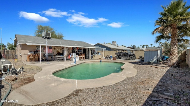 view of pool featuring a patio area and central air condition unit