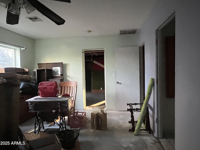 misc room with ceiling fan