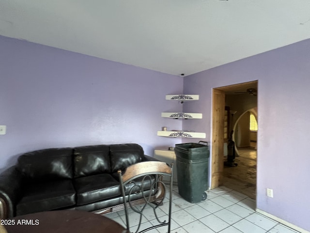 view of tiled living room