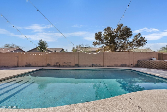 view of pool featuring a fenced backyard and a fenced in pool