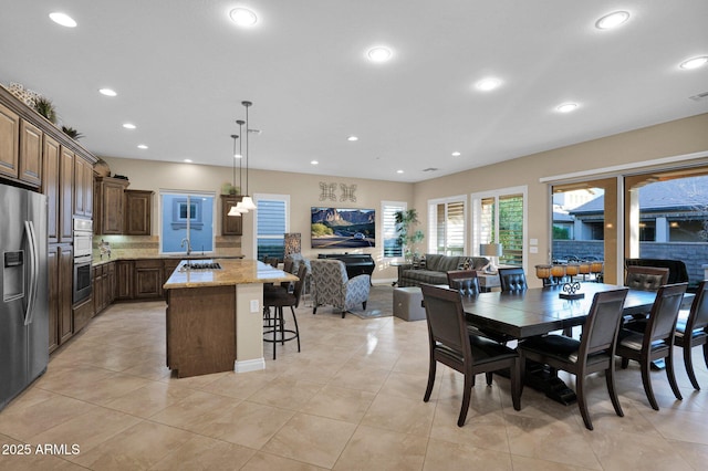 view of tiled dining space