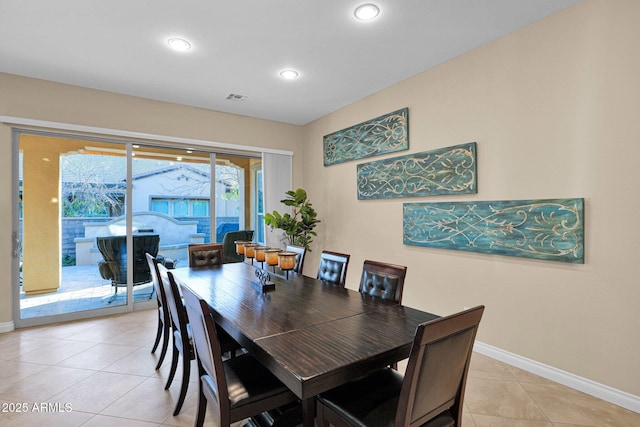 view of tiled dining area