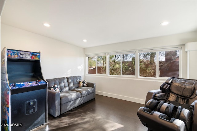 living room featuring dark hardwood / wood-style floors