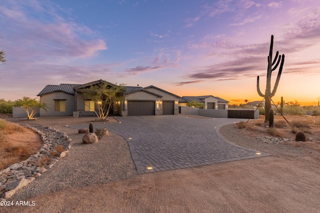 view of front of home with a garage