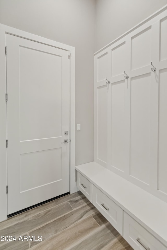 mudroom featuring light hardwood / wood-style flooring