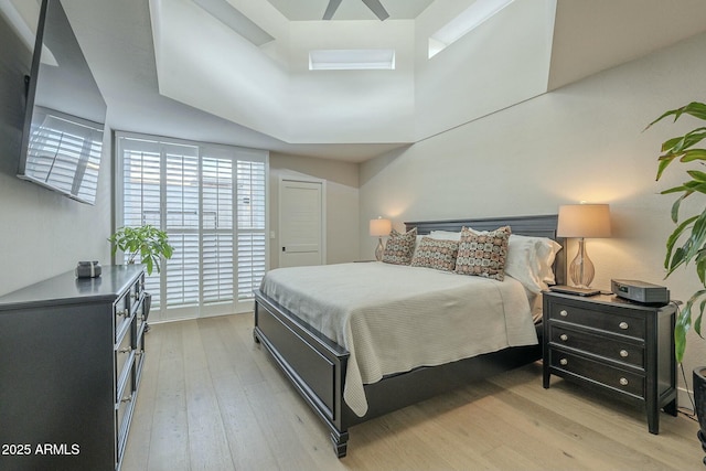 bedroom with light hardwood / wood-style floors