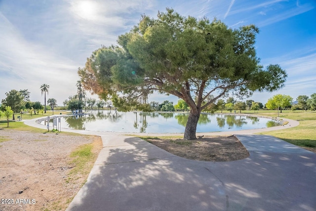 view of property's community with a water view