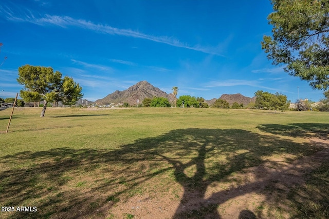 view of yard featuring a mountain view