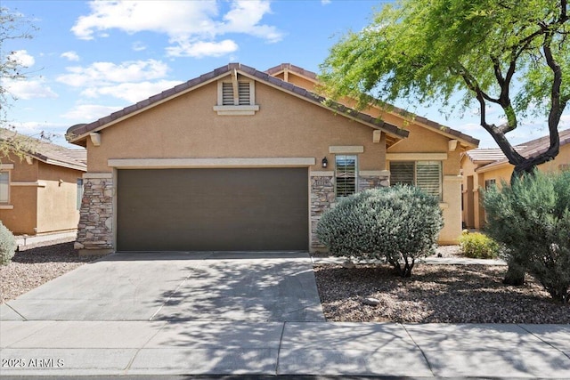 ranch-style home featuring a garage