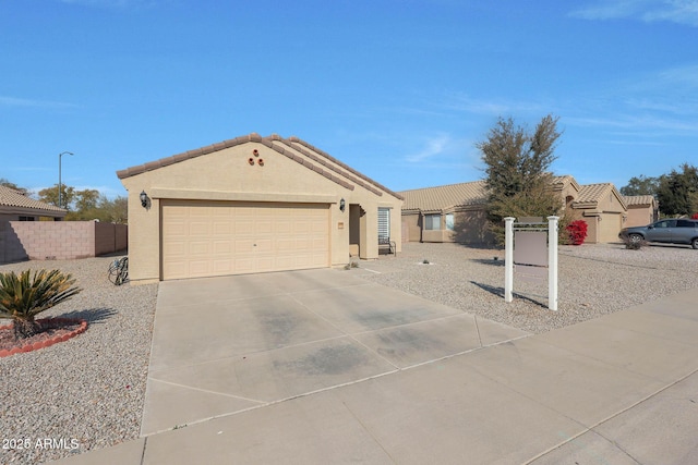 single story home with a garage