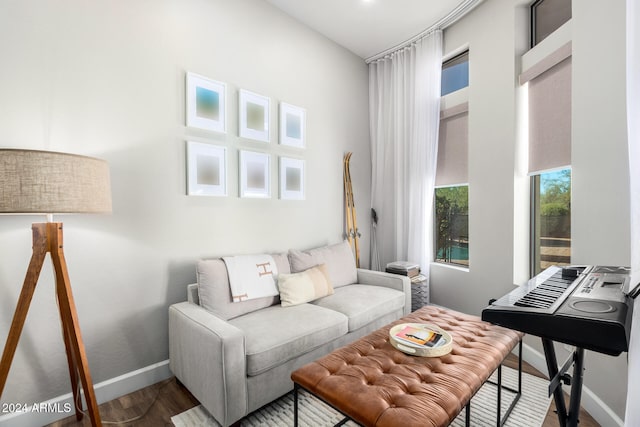 living room with hardwood / wood-style floors