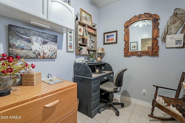 office area featuring light tile patterned flooring