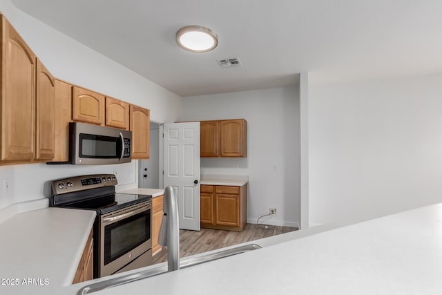 2326 E Spruce Dr, Chandler, AZ 85286 - kitchen featuring appliances with stainless steel finishes, light wood-style floors, and light countertops