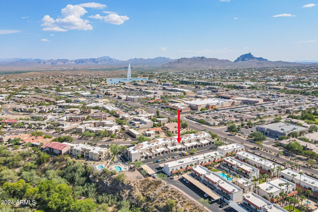 aerial view featuring a mountain view