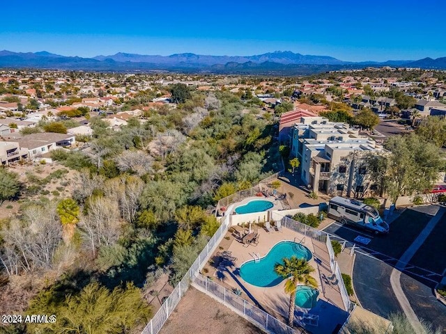 aerial view featuring a mountain view