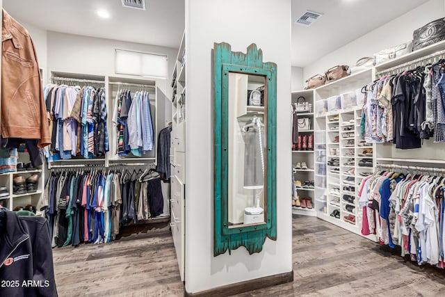 spacious closet with wood finished floors