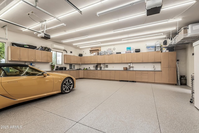garage with a garage door opener