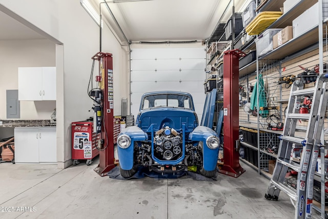 garage with electric panel