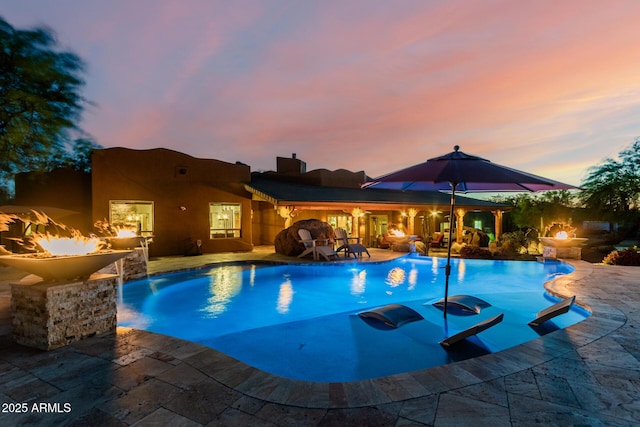 swimming pool with a patio
