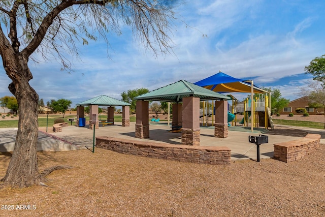 community playground featuring a gazebo
