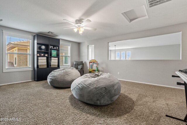 sitting room featuring carpet flooring