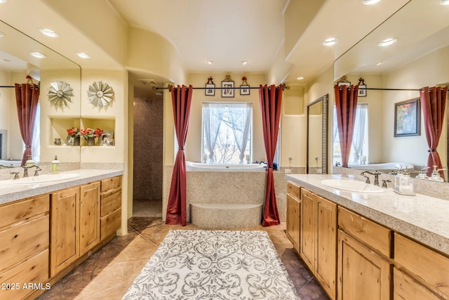 bathroom featuring vanity and tile patterned flooring