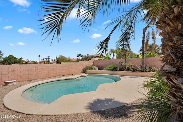 view of pool with a fenced backyard and a patio area