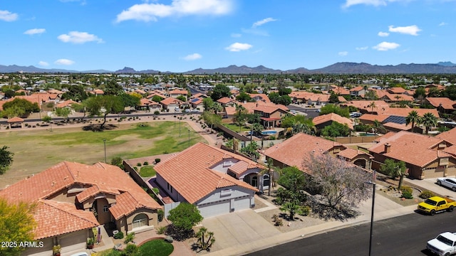 aerial perspective of suburban area featuring mountains