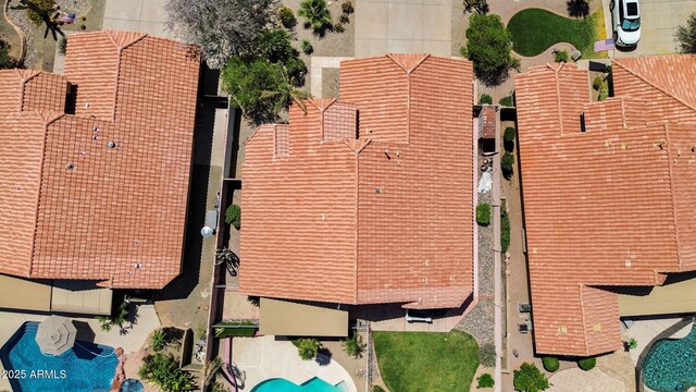 bird's eye view of a pool