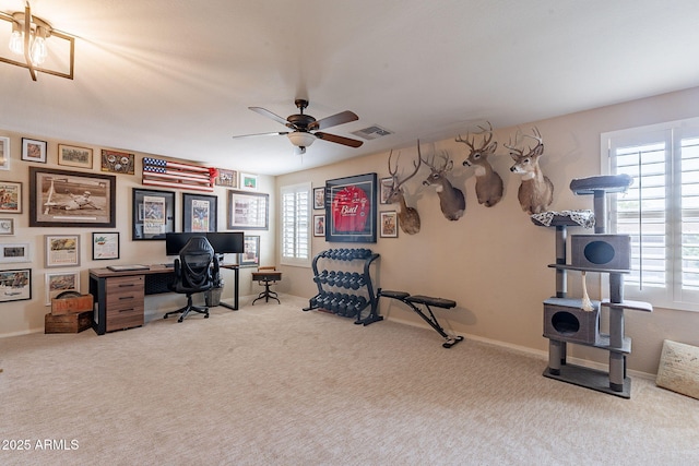 12238 W Patrick Ct, Sun City, AZ 85373 - office area with carpet flooring, a ceiling fan, and baseboards