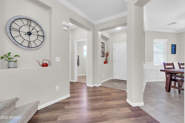 3029 E Patrick St, Gilbert, AZ 85295 - entrance foyer with ornamental molding, wood finished floors, and stairs