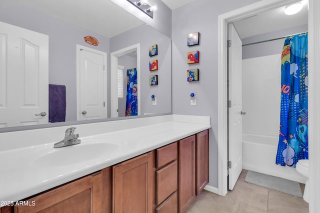 3029 E Patrick St, Gilbert, AZ 85295 - bathroom with vanity, tile patterned flooring, toilet, and shower / tub combo
