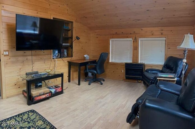 403 W Sherwood Dr, Payson, AZ 85541 - office with wooden ceiling, wood walls, lofted ceiling, and wood finished floors