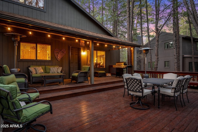 6523 Wild Cat Way, Pinetop, AZ 85935 - wooden deck featuring an outdoor hangout area and outdoor dining space