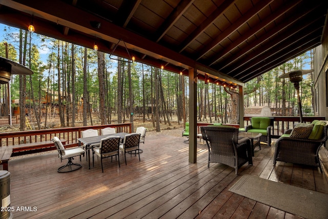 6523 Wild Cat Way, Pinetop, AZ 85935 - wooden deck featuring outdoor dining space and an outdoor hangout area